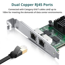 ipolex 1.25G Gigabit Ethernet Converged Network Adapter (NIC) with Intel I350AM2 Controller - Compatible for Intel I350-T2, Dual Copper RJ45 Ports, PCI-E 2.1 X4
