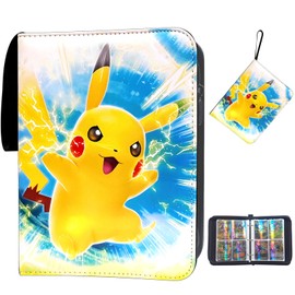 Collector's Album for Toy Cards, 50 Pages 400 Cards Capacity Trading Cards Album Portfolio Folder Book Waterproof PU Leather Toy Trading Card Albums with Zip (Gold)