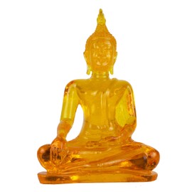 BUDDHO Buddha overcoming Temptations Buddha Statue 4" H. Poly Resin Thai Buddha Statue for Home Decor (Orange)