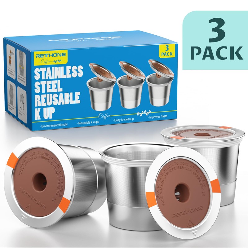 RETHONE K Cup Reusable Coffee Pods, Stainless Steel Reusable K