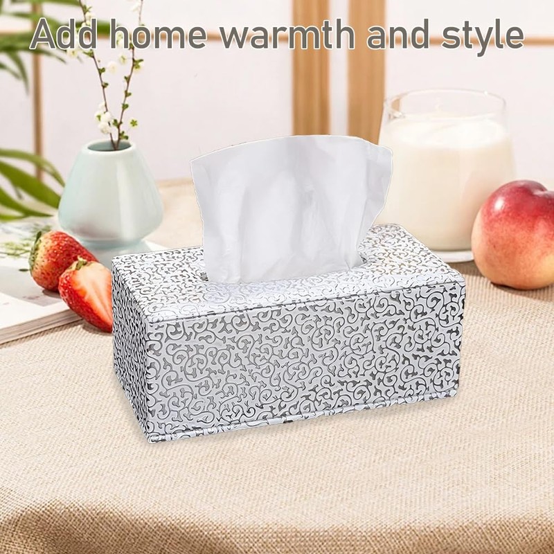 Tissue Box Cover, Rectangle Paper Organizer Dispenser, Desktop Decorative 25.5