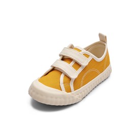 Balabala Toddler Sneakers for Boys and Girls Dual Hook and Loops Sneakers Slip On Canvas Shoes Soft and Durable Yellow