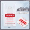 TGEONIX White Thank You Plastic Bags, 100 Pack Reusable &