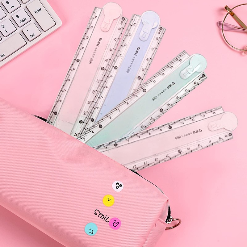 Karjiaja 4 PCS Plastic Folding Ruler 30Cm Transparent Ruler Geometric