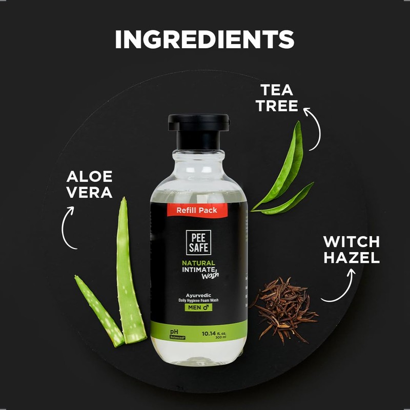 Pee Safe Intimate Wash Men 300ml refill pack with 100