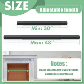 Memrita Adjustable Fireplace Curtain Rod and Valance Kit, Fireplace Curtain Rod Kit for Fireplace Mesh Screen Curtain, Easy Installation,Black