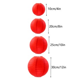 Vastsea Pack of 12 Red Paper Lanterns, Lampshade, Round Red Paper Lantern, Lantern Decoration, Suitable for Party, Paper Lamps, Party & Wedding (Red)