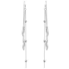 Threader Earrings for Women 925 Sterling Silver Tassel Chain Earrings Minimalist Threader Dangle Earrings for Women