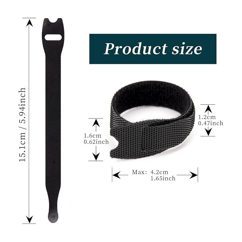 SOVYOULIVE Cable Strap, 100 Pcs Reusable Cable Ties, Adjustable Tie