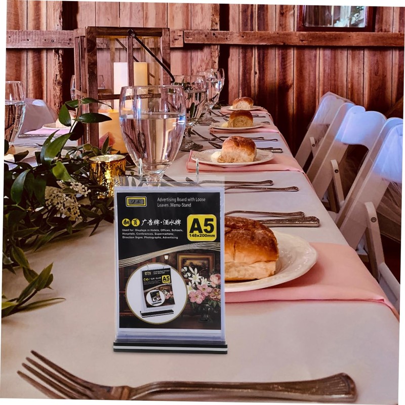 Operitacx Restaurant Table Menu Flip Sign Holder 2pcs PVC Flip