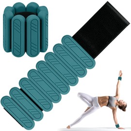 KOOOGEAR 2 PCS Adjustable Wrist Weights Ankle Weights Set for Exercise Walking Jogging Yoga Aerobics Pilates Dance Running Swimming Fitness Wristband Weight (Blackish green 1 kg each)