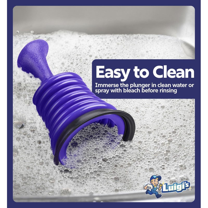 Luigi's Mini Plunger for Bathroom Kitchen Sink Bath & Shower