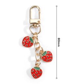Strawberry Keyring, Cute Key Fob, Bags Pendant for Girls, Bag Charms for Strawberry Bag, Keychain Aesthetic Bags, Charms for Purse, silver, S