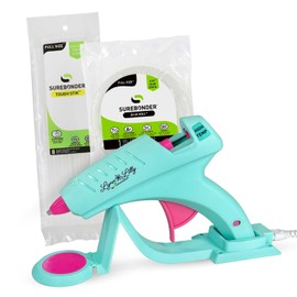 Surebonder Lynn Lilly Edition Cordless/Corded Full Size Hot Glue Gun Kit with All Purpose Hot Glue Roll and Tough High Strength Glue Sticks - Blue