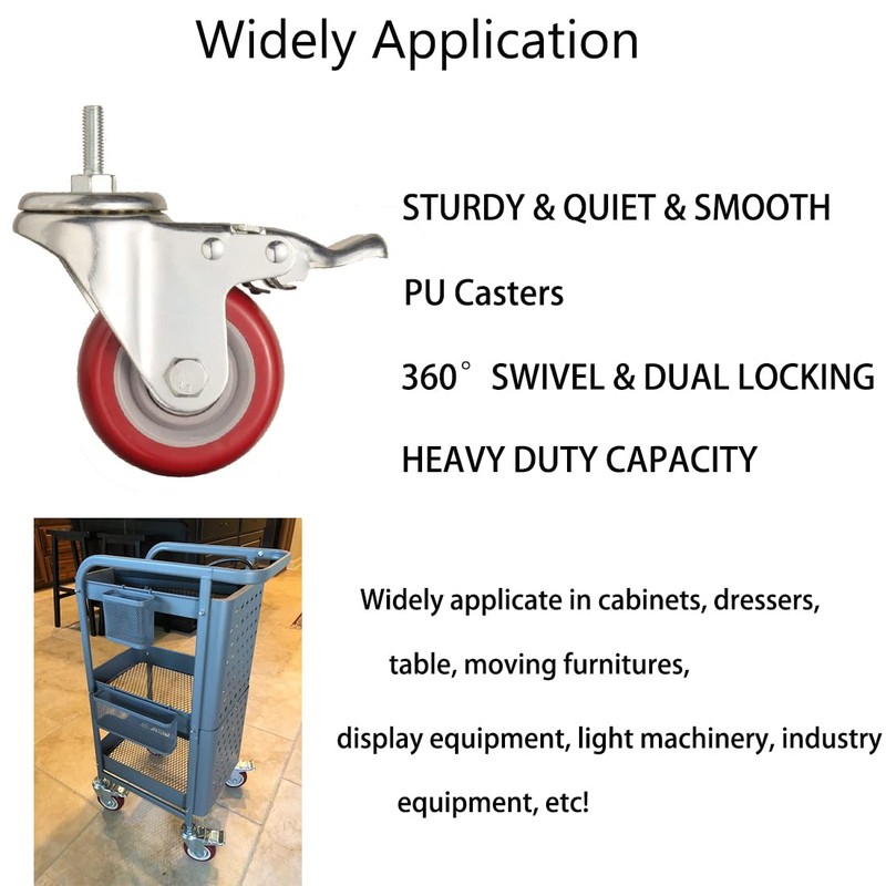 Heavy Duty Stem Caster Wheels Double Bearing PU Castors No