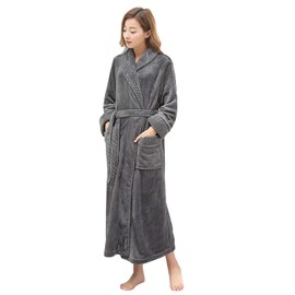 Putuo Microfibre Bathrobe, Soft and Super Fluffy Women's Dressing Gown, Long Coral Fleece Ladies Sauna Gown - s-m