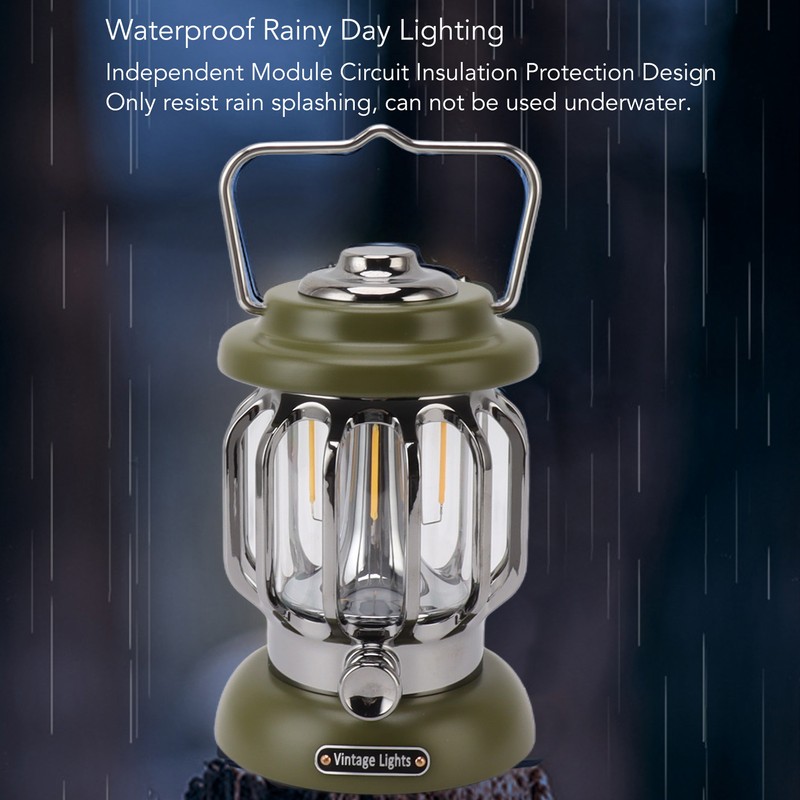 Retro Camping Light Rechargeable Warm Light Vintage Lamp Hanging Tent