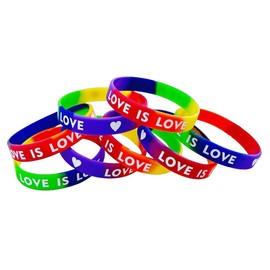 KZL Rainbow Pride Rubber Bracelets Set Love Heart Silicone Wristband Link Chain Sports Wristlet for Women Men Pride Month Parade Jewelry Gifts -Style 4