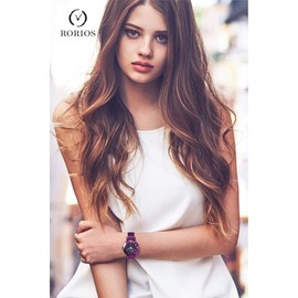 RORIOS Cute Wristwatch, Women's, Popular, Analog Watch, Magnetic Mesh Band, Glitter, Crystal, Starry Sky, Fashion, Quartz Watch for Women, purple, Bracelet Type