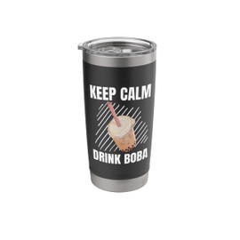 Keep Calm Drink Bubble Tea Vintage Grunge Bubble Tea Lover Stainless Steel Insulated Tumbler