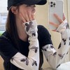Cute Women's Gradient Butterfly Ice Silk Sunscreen Golf Arm Sleeves Free Size/Purple 15ea