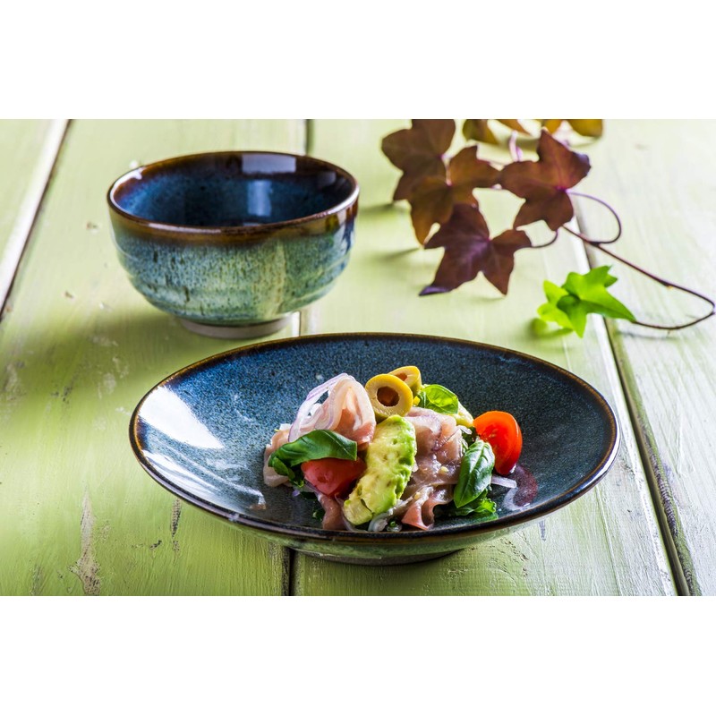 Yamashita Kogei 45025720 Medium Plate, Sea Mine Glaze, Diameter 7.1