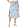 Damart - Print Jersey Skirt, Blue Floral, 14/16