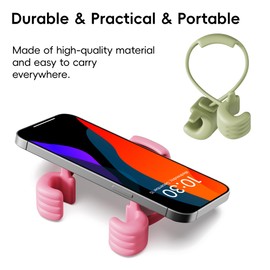 AXEFUN Adjustable Lazy Thumbs-Up Phone Stand for Tablets, E-Readers and Smart Phones, Fun Gifts for Kids Teens Girls Boys Women Men Wife Girlfriends Teacher, Cute Phone Holder for Desk, Pink&Green
