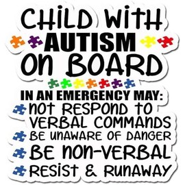7inch Child with Autism On Board Car Decal Sticker Safety Awareness Autistic 1 Sticker