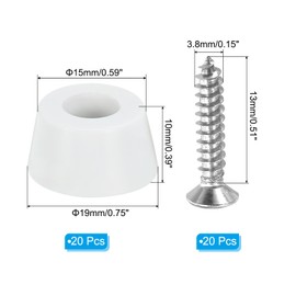 PATIKIL Cutting Board Feet,20 Pieces Non Slip Rubber Feet Bumpers with 304 Stainless Steel Screws for Cutting Board Furniture Chairs Desks 0.75" Wx0.39 H, White