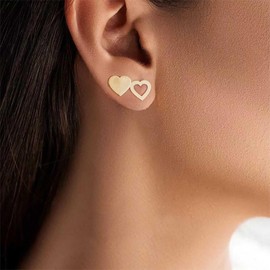 Inilbran Boho Heart Earrings Gold Heart Stud Earrings Vintage Love Heart Earrings Minimalist Hollow Heart Earrings Jewellery for Women and Girls, Zinc