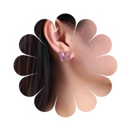 Dervivea Boho Rhinestone Buttefly Stud Earrings Colorful Butterfly Earrings Purple Butterfly Crystal Earrings Cz Butterfly Charm Earrings Birthday Mother'S Day Jewelry for Women and Girls Gift