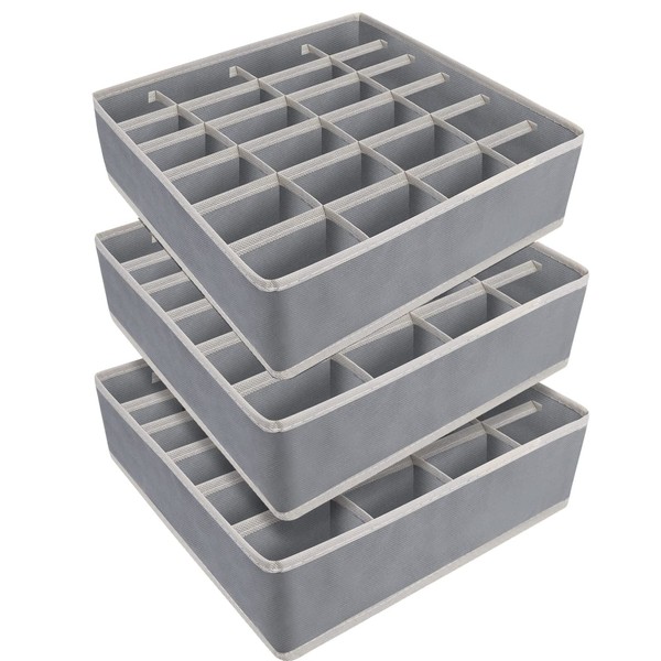 Yucch Pack of 3 24 Cell Storage Boxes for Socks