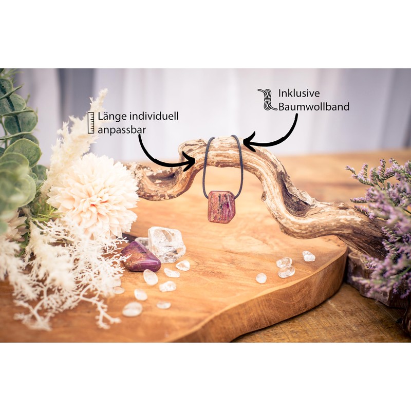 Lebensquelle Plus Ruby Drop Pendant, Drilled Tumbled Stone Pendant with