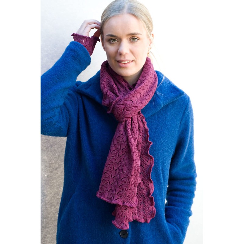 Invero, Merino Scarf Lilly 100% Wool, Cyklam