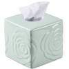 Light Green Ceramic Cube Tissue Box Cover with Rose –