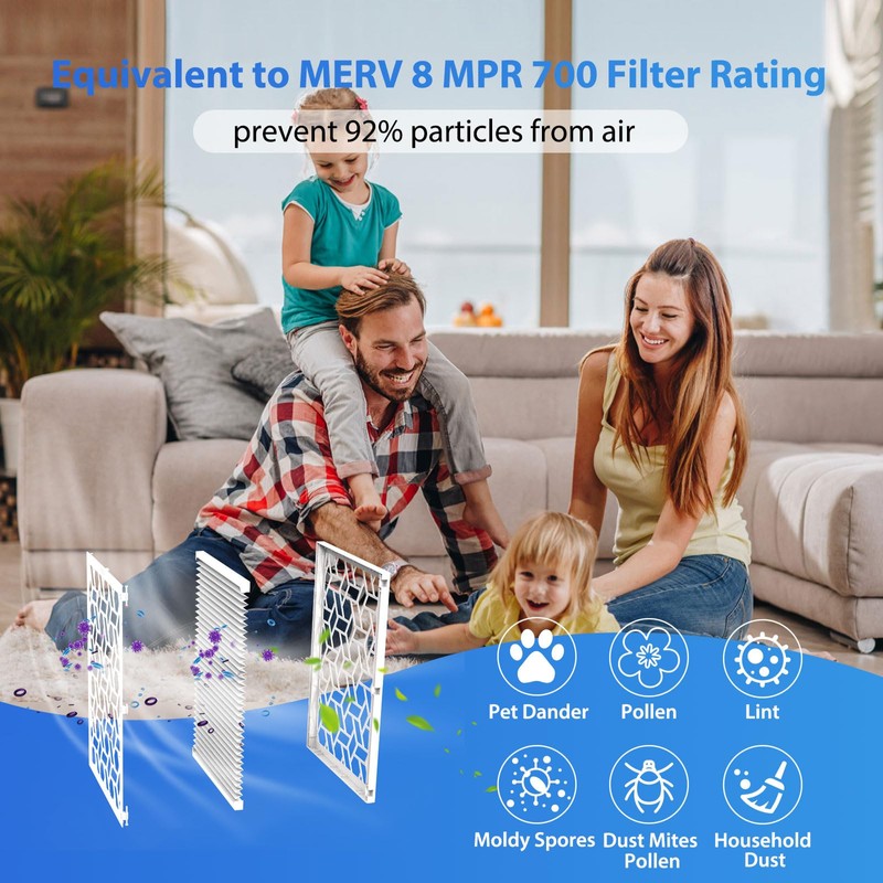 UBeesize Reusable 14x20x1 Air Filter(6-Pack),Upgrade AC/HVAC/Furnace Filter,MERV 8,MPR 700,Easy to