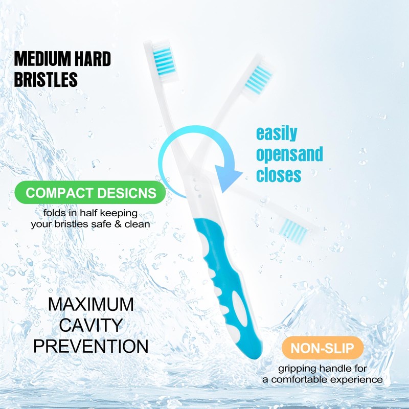 Portable Travel Folding Bristle Toothbrush, Outdoor Mountaineering Camping Medium Toothbrush