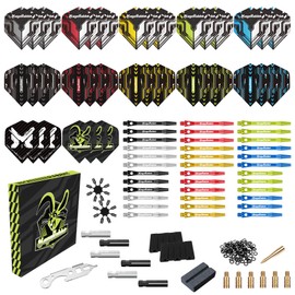 MageRabbit Dart Accessories Kit, 36 Dart Flights, 45 Dart Shafts, Sharpener, Dart Stems Remover Tool, 50 Metal Rings, 16 Dart Flight Protectors (Aluminum)