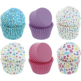 Bakery Crafts Pastel Everyday Baking Cups - 300-2" Cupcake Liners With Multi-colored Stars, Confetti, And Flowers In Pastel Shades, Greaseproof Paper Cases for Muffins and Cupcakes, Bulk Pack of 300