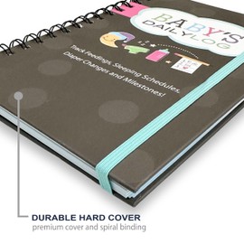 Baby’s Daily Log, Planner and Keepsake Journal- Track Feedings, Sleeping Schedules, Memorable Moments, Milestones by Kahootie Co (Brown)