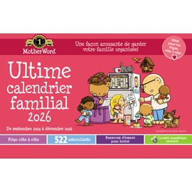 2026 MotherWord Ultimate Fridge Magnetic Hanging Family Calendar, 16-Month Family Planner, Sept 2025 - Dec 2026, French, Medium Side by Side Version, 15" x 9.5" (MWMFT12826)