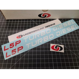L5P Turbo Diesel Decals Duramax 6.6L Hood Truck Bedside Stickers Silverado Sierra 2017-2022 Select Color: (Gloss White & Red)