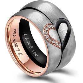 Anazoz Engagement Rings for Real Love Heart Stainless Steel Wedding Rings Band Rings 6 mm (only 1), Ladies' Ring, Rose Gold