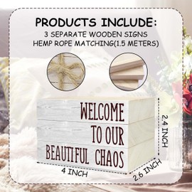 Decorative Books for Home Decor, Rustic Wood Book Stack for Table Decor, Welcome to Our Beautiful Chaos Decor Books for Living Room Bookshelf, Farmhouse Stacked Books Decor (L20)