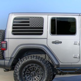 Rear Window American Flag Decals for Car SUV Trucks,Universal Black Back Side Window USA Flag Vinyl Sticker, Free Installation Tools, （Size 29" x 16"）