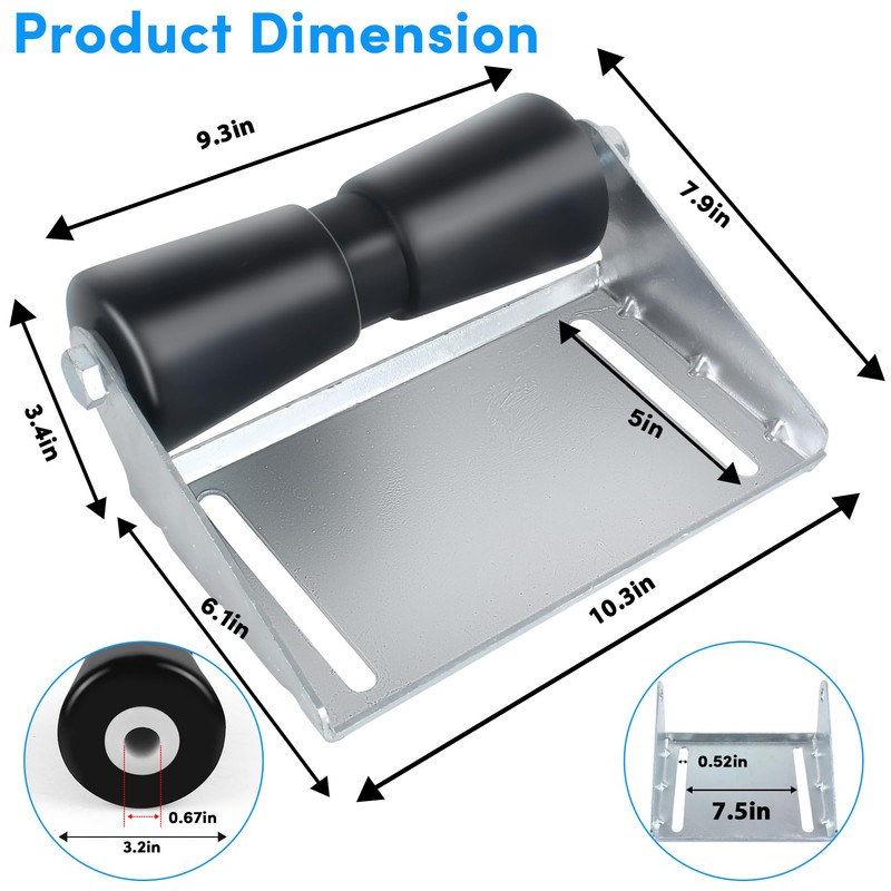 BALAVA 10 inch Boat Trailer Roller Bracket Assembly,Boat Trailer Keel