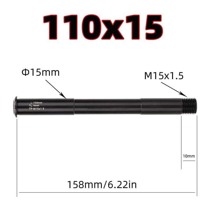 Risegun Thru Axle, Quick Release Lightweight Black Aluminum Alloy Front