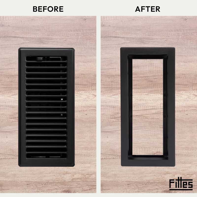 Fittes Framed Floor Vent [Lite] - 4"x10" - Matte Black