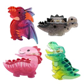 4 Pack Dinosaur Hair Clip, Acrylic Hair Clip, Acetate Hairs Clips, Novelty Animal Claw Decorations, Y2k Accessories Cute Small Hairs Clips for Women Girls